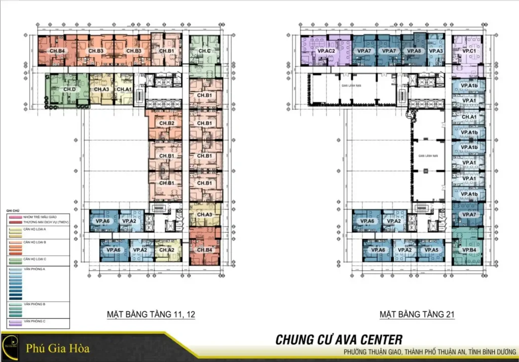 Mặt bằng tầng 11-12-21 dự án Ava Center