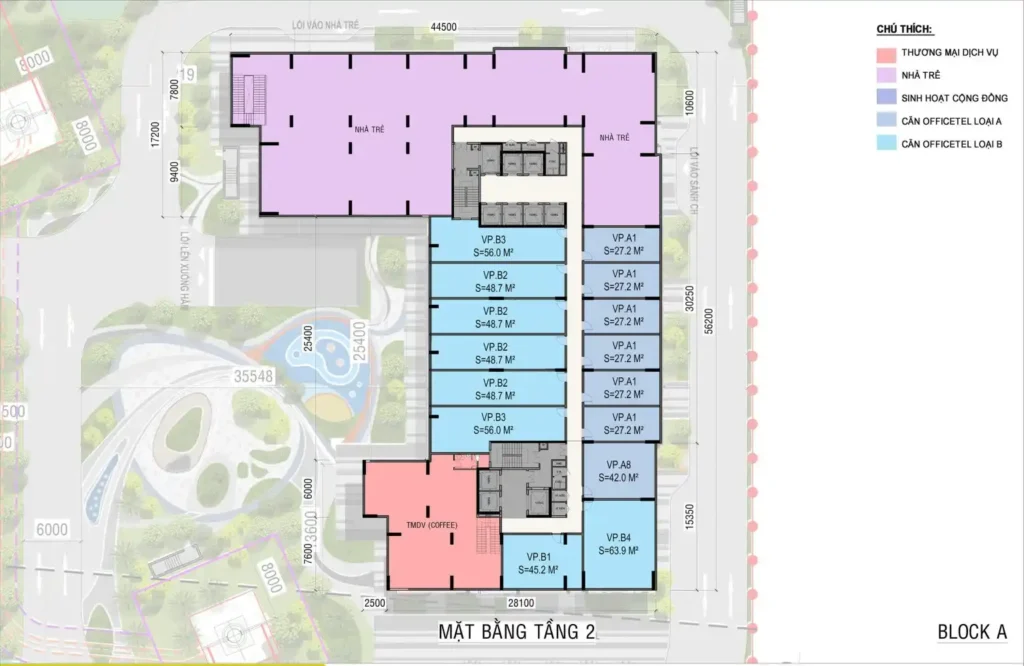 Mặt bằng tầng 2 dự án Ava Center