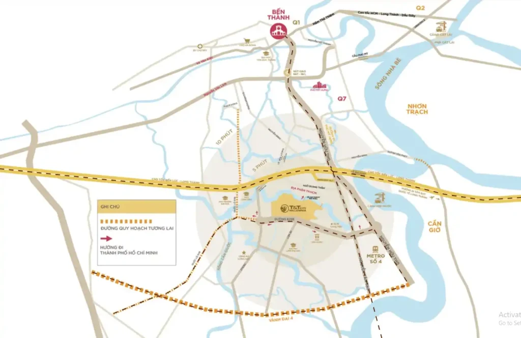 Bản đồ vị trí dự án T&T City Millennia và liên kết hạ tầng khu Nam Sài Gòn – Long An